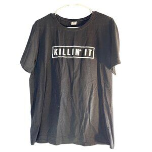 Y Womens Graphic Tee Short Sleeve Black/White Size XL